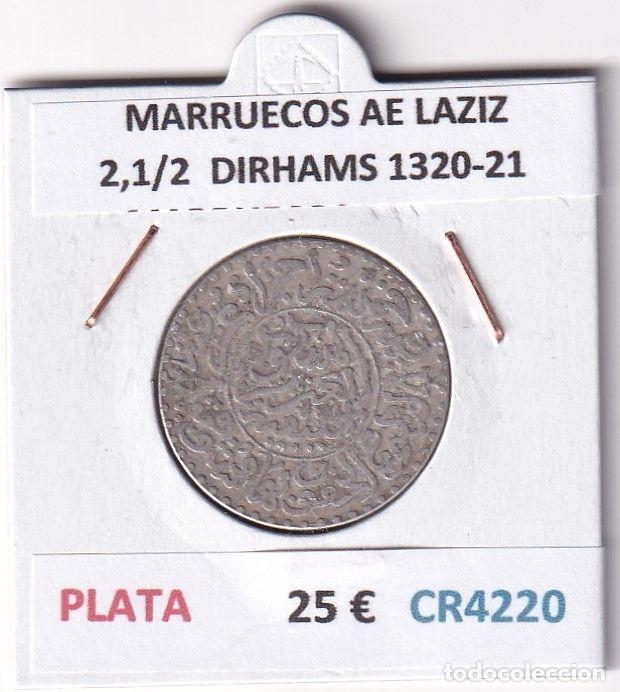 Moedas antigas de &Aacute;frica: CR4220 MONEDA MARRUECOS ABD AL-AZIZ 2,1/2 DIRHAMS 1320-21 PLATA