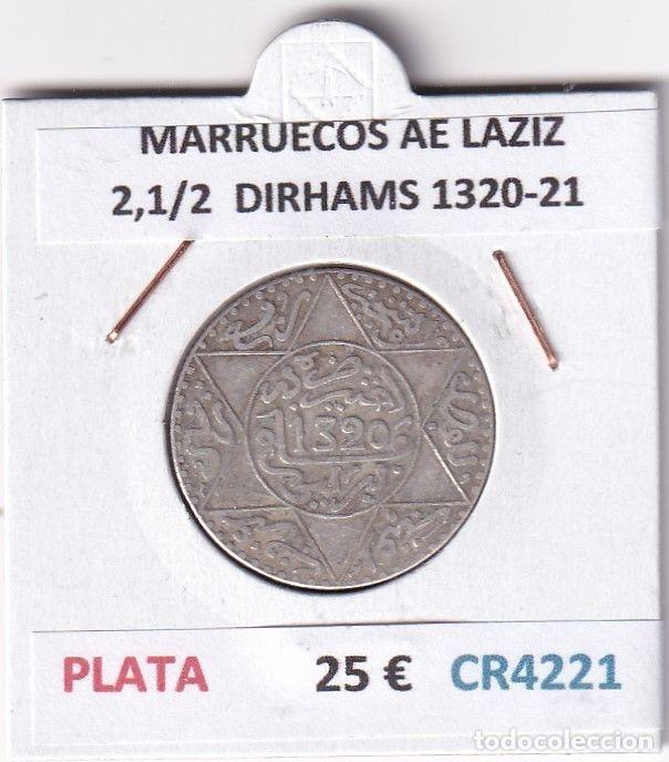 Moedas antigas de &Aacute;frica: CR4221 MONEDA MARRUECOS ABD AL-AZIZ 2,1/2 DIRHAMS 1320-21 PLATA