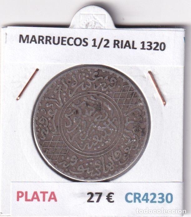 Moedas antigas de &Aacute;frica: CR4230 MONEDA MARRUECOS 1/2 RIAL 1320 PLATA