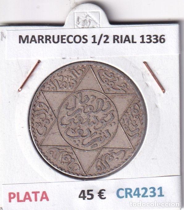 Moedas antigas de &Aacute;frica: CR4231 MONEDA MARRUECOS 1/2 RIAL 1336 PLATA