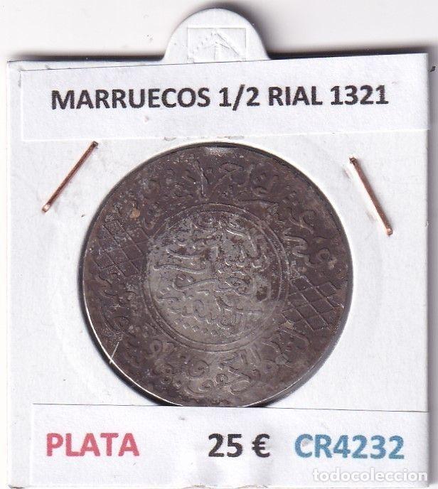 Moedas antigas de &Aacute;frica: CR4232 MONEDA MARRUECOS 1/2 RIAL 1321 PLATA