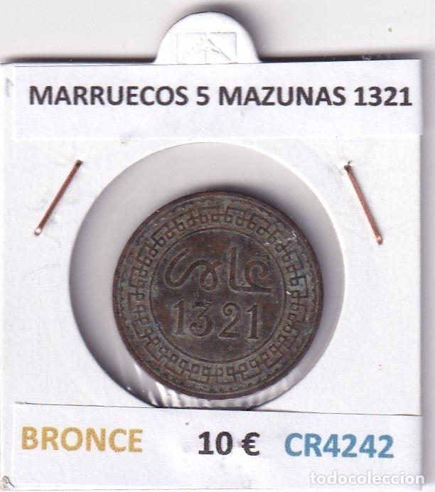 Moedas antigas de &Aacute;frica: CR4242 MONEDA MARRUECOS 5 MAZUNAS 1321 BRONCE