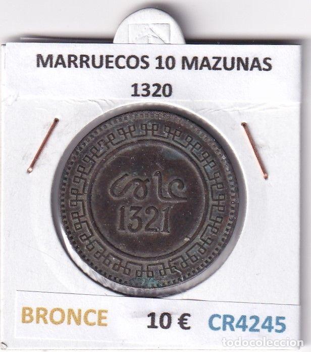 Moedas antigas de &Aacute;frica: CR4245 MONEDA MARRUECOS 10 MAZUNAS 1320 BRONCE