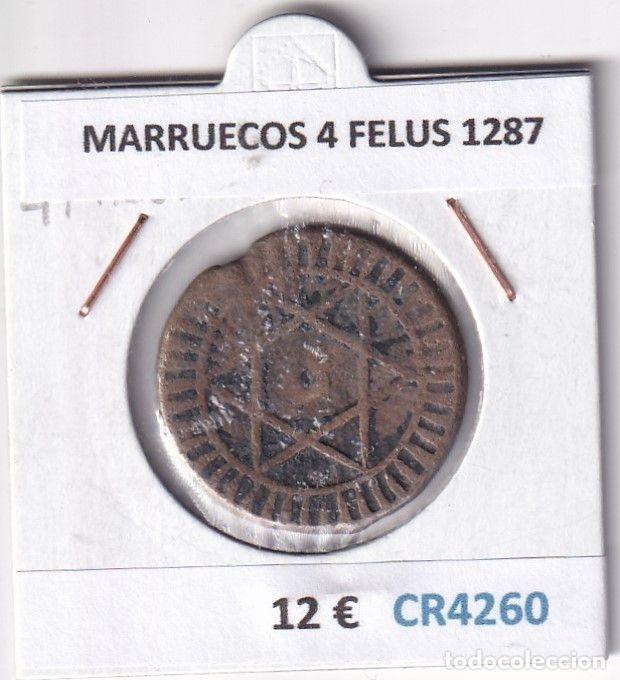 Moedas antigas de &Aacute;frica: CR4260 MONEDA MARRUECOS 4 FELUS 1287