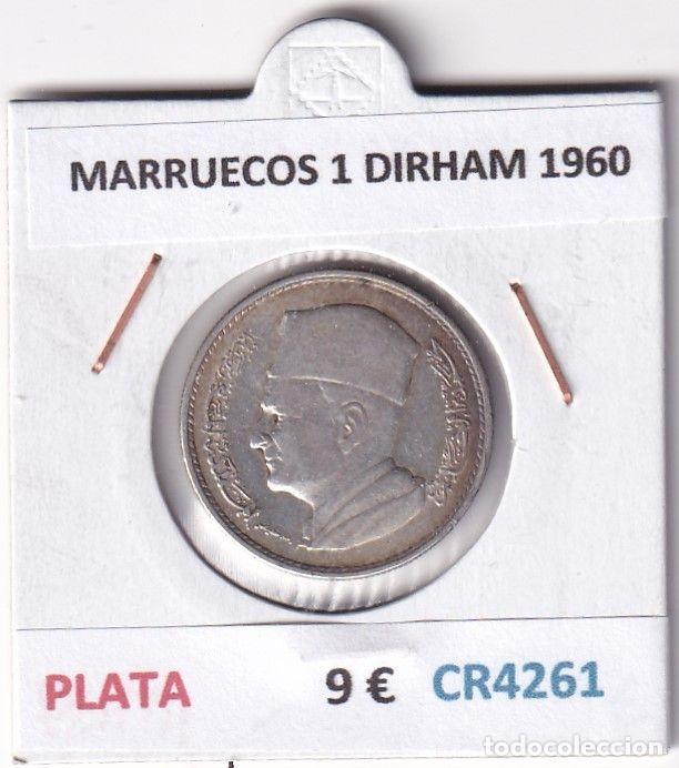 Moedas antigas de &Aacute;frica: CR4261 MONEDA MARRUECOS 1 DIRHAM 1960 PLATA