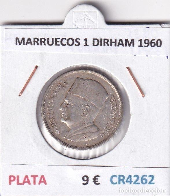 Moedas antigas de &Aacute;frica: CR4262 MONEDA MARRUECOS 1 DIRHAM 1960 PLATA