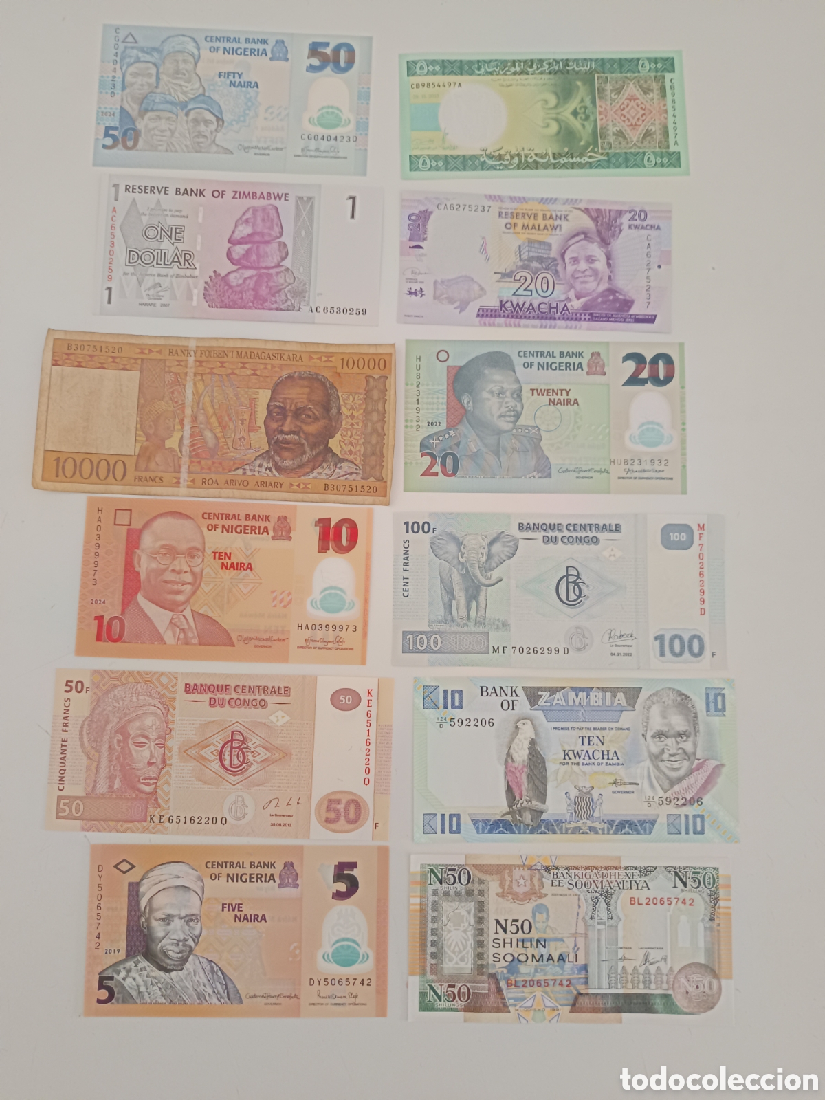 Monedas antiguas de &Aacute;frica: 12 Billetes de &Aacute;frica. Varios pa&iacute;ses.