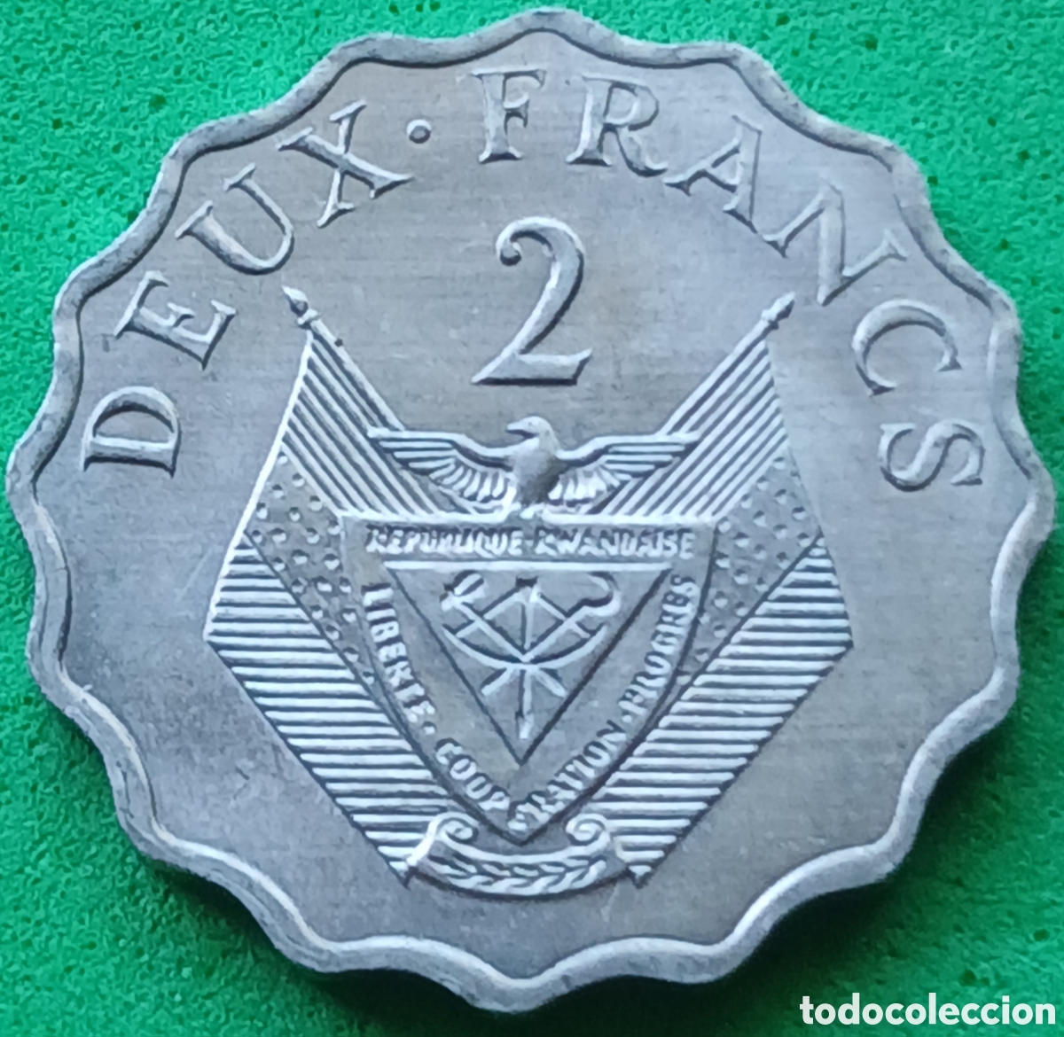 Monedas antiguas de &Aacute;frica: Ruanda 2 francos 1970 km#10 FAO