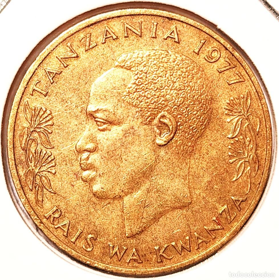 Monedas antiguas de &Aacute;frica: TANZANIA (1966-) - 20 SENTI ISHIRINI 1977 - AVESTRUZ - A - 5 GR. NIQUEL-LATON - DIAMETRO 24 mm