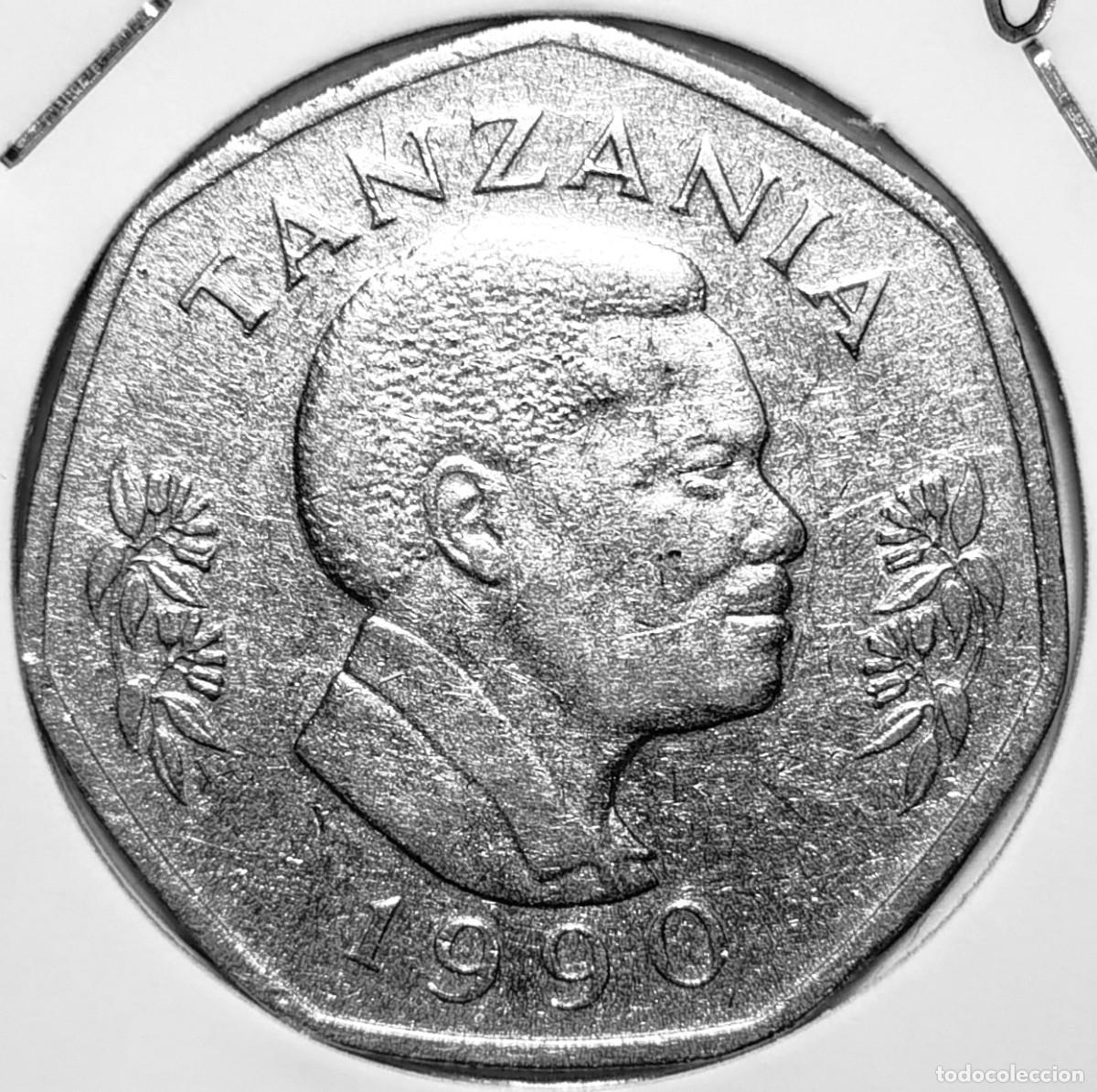 Monedas antiguas de &Aacute;frica: TANZANIA (1966-) - 20 SHILINGI ISHIRINI 1990 - ELEFANTE - A - 13,10 GR. ACERO NIQUELADO