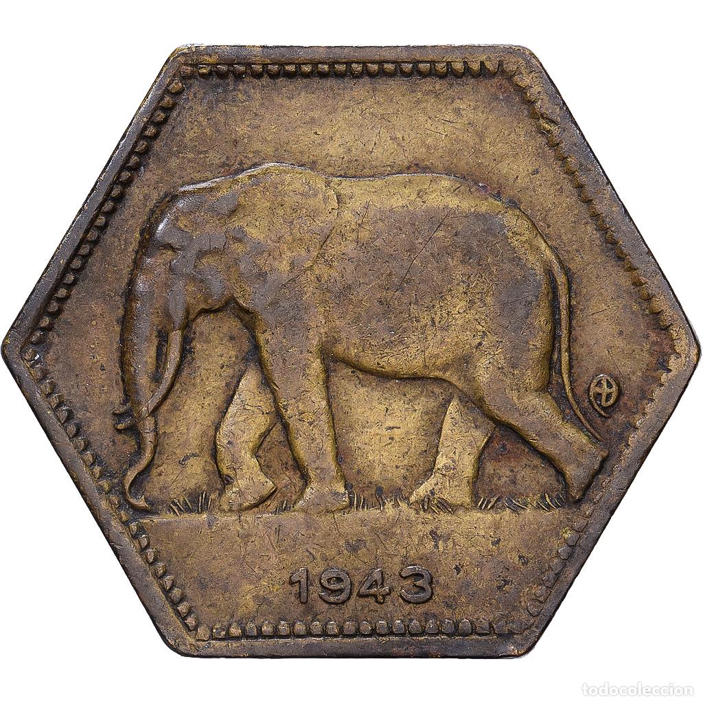 Monedas antiguas de &Aacute;frica: [#1546916] Congo belga, 2 Francs, 1943, Philadelphia, Lat&oacute;n, MBC, KM:25