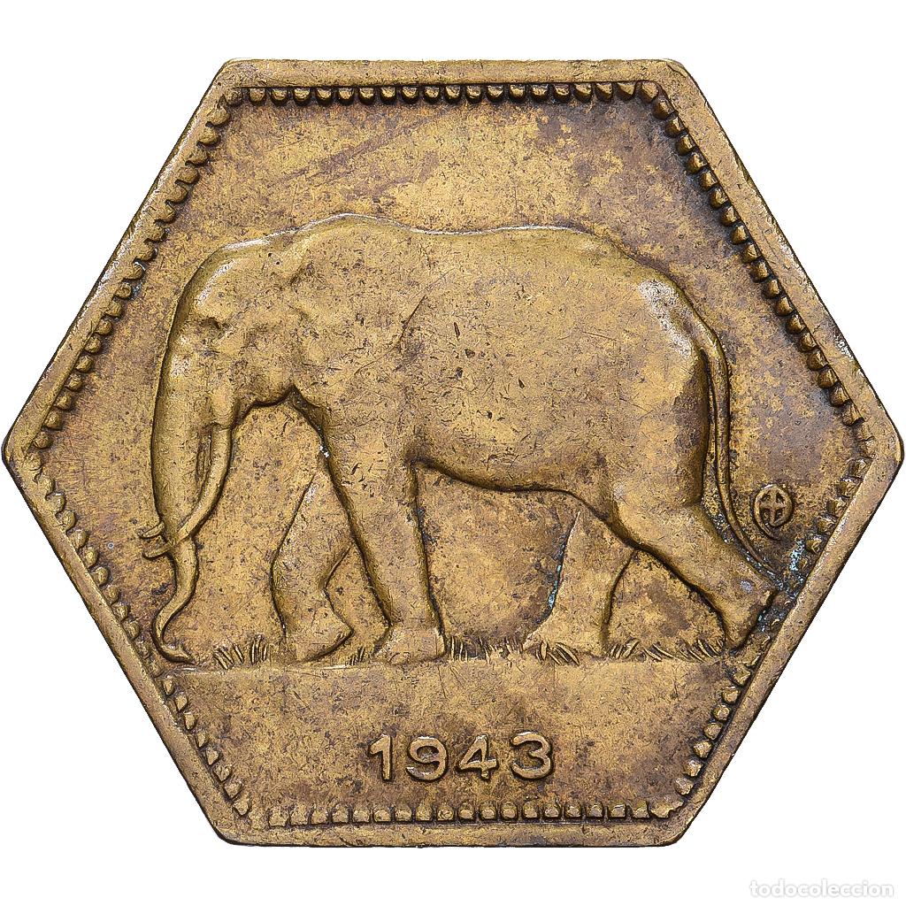 Monedas antiguas de &Aacute;frica: [#1546918] Congo belga, 2 Francs, 1943, Philadelphia, Lat&oacute;n, MBC, KM:25