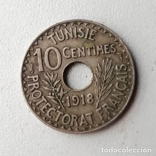 Monedas antiguas de &Aacute;frica: 1918 T&uacute;nez Protectorado Franc&eacute;s 10 C&eacute;ntimos