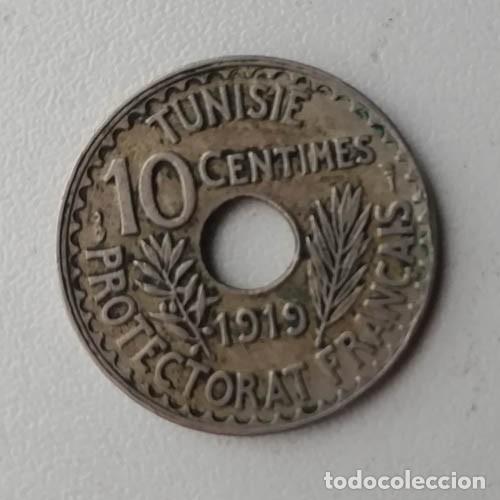 Monedas antiguas de &Aacute;frica: 1919 T&uacute;nez Protectorado Franc&eacute;s 10 C&eacute;ntimos