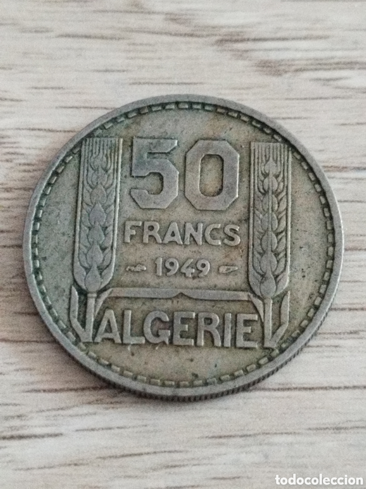 Alte M&uuml;nzen aus Afrika: Argelia moneda de 50 francos de 1949 km#92