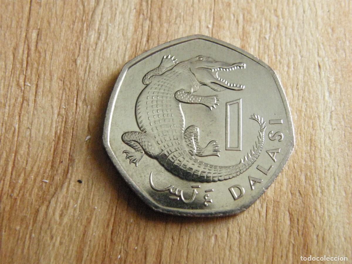 Monedas antiguas de &Aacute;frica: Gambia 1 Dalasi 1998 - Escudo y cocodrilo