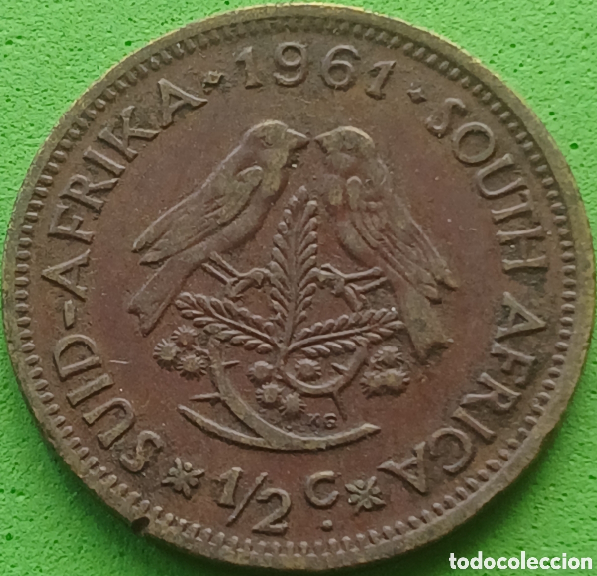 Monedas antiguas de &Aacute;frica: Suid &Aacute;frika &frac12; cent 1961 km#56