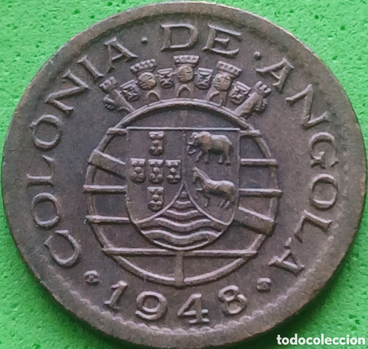 Monedas antiguas de &Aacute;frica: Angola 10 centavos 1948 km#70 Guerra de Restauraci&oacute;n de 1648