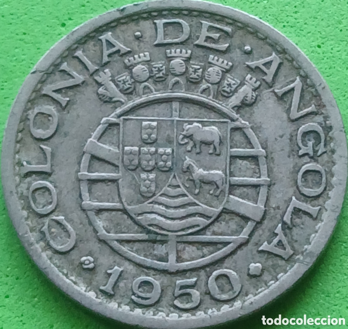 Monedas antiguas de &Aacute;frica: Angola 50 centavos 1950 km#72 Guerra de Restauraci&oacute;n de 1648