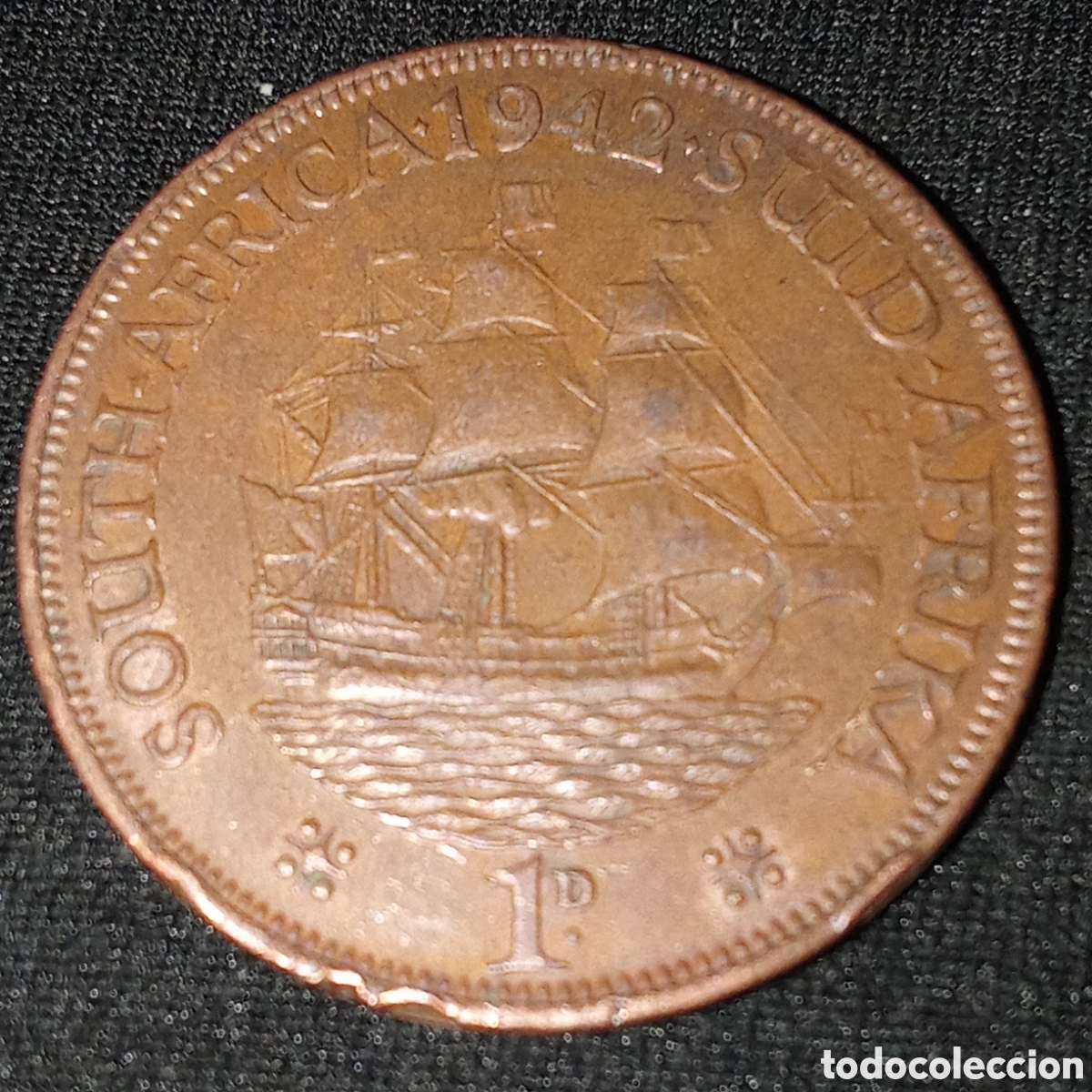 Monedas antiguas de &Aacute;frica: 1 Penique de Sud&aacute;frica de 1942