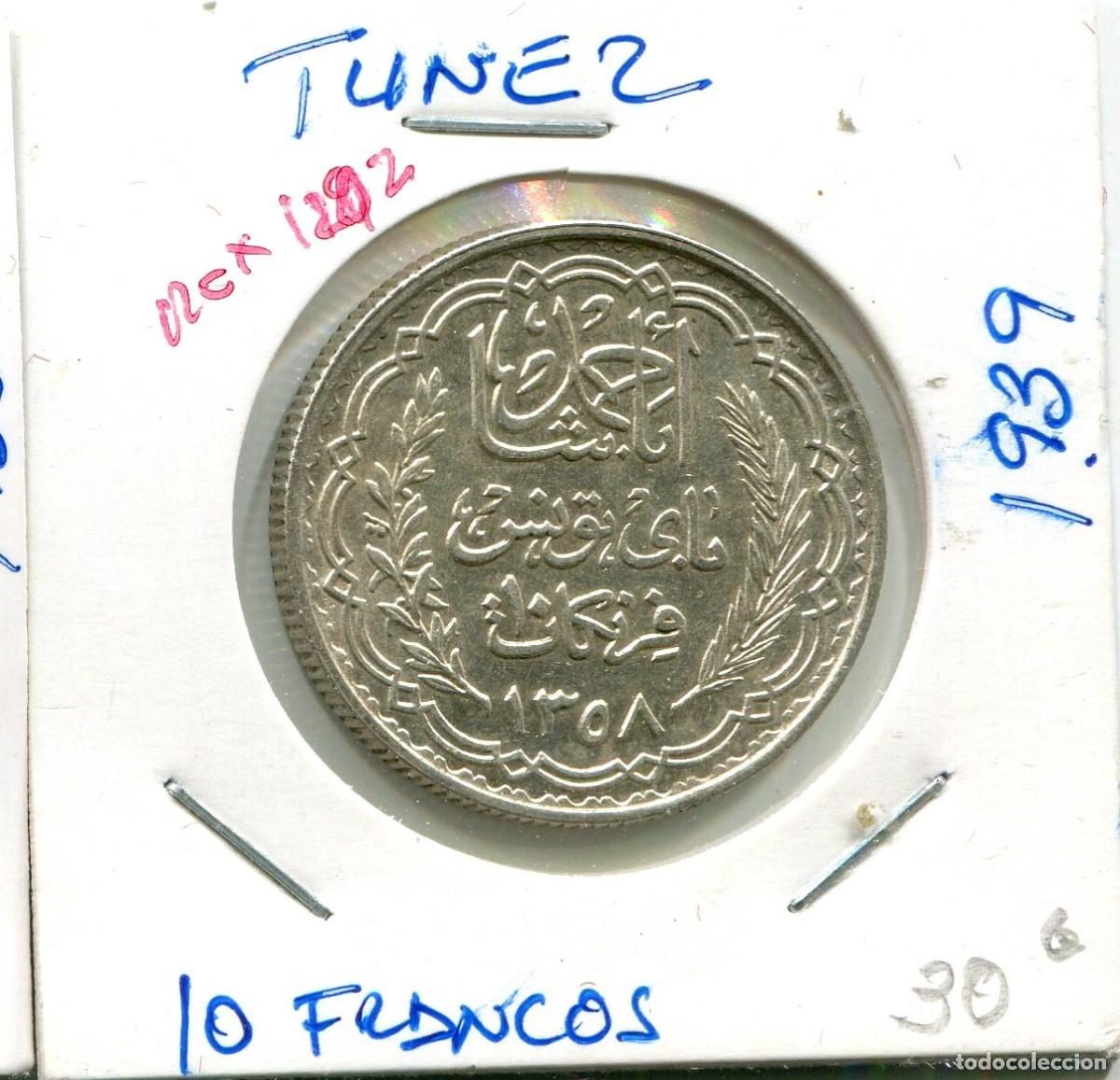 Monedas antiguas de &Aacute;frica: 10 FRANCOS A&Ntilde;O 1939 TUNEZ ( MEX1202 )