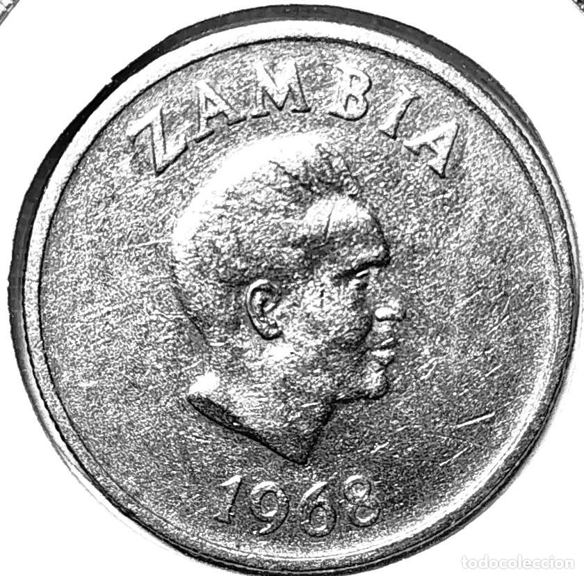 Monedas antiguas de &Aacute;frica: ZAMBIA (1968-2011) - 5 NGWEE 1968 - FLORES - A - 2,80 GR. CUPRONIQUEL - DIAMETRO 19,40 mm - MB