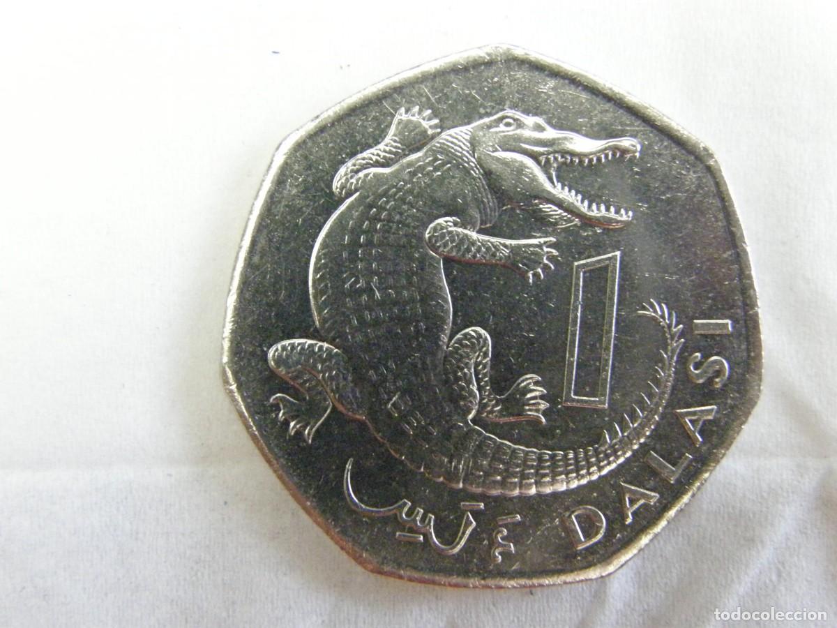 Monedas antiguas de &Aacute;frica: 1 Dalasi 1998 Gambia &ndash; Cocodrilo &ndash; Heptagonal cupron&iacute;quel &ndash; KM#59