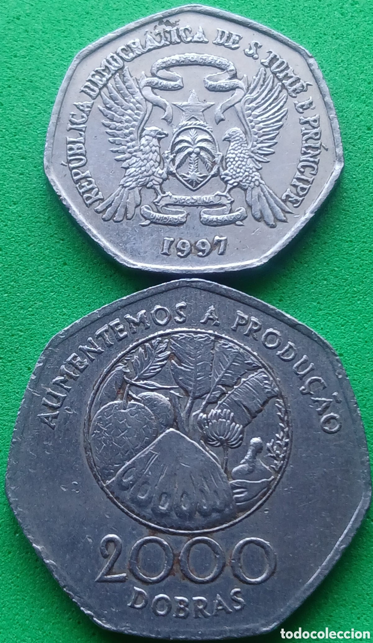 Monedas antiguas de &Aacute;frica: Santo Tom&eacute; y Pr&iacute;ncipe 2000+1000 dobras 1997 km#90,91