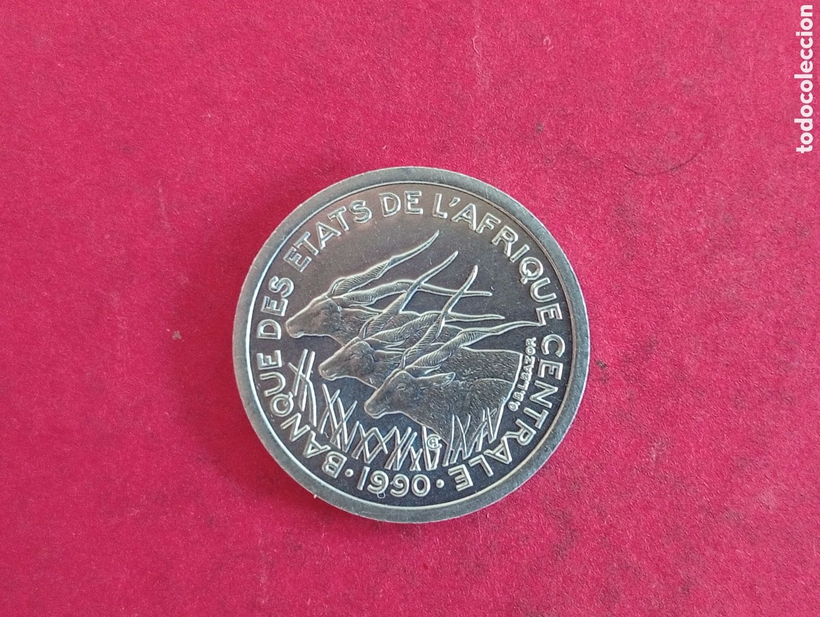 Monedas antiguas de &Aacute;frica: 1 franco de &Aacute;frica Central 1990