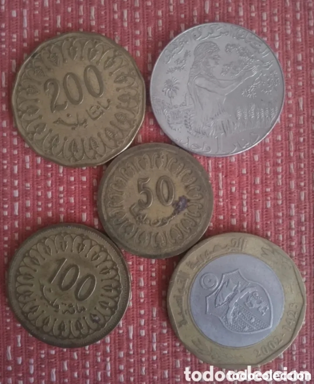 Monedas antiguas de &Aacute;frica: Pack T&uacute;nez de 5 Monedas Circuladas - Foto 2