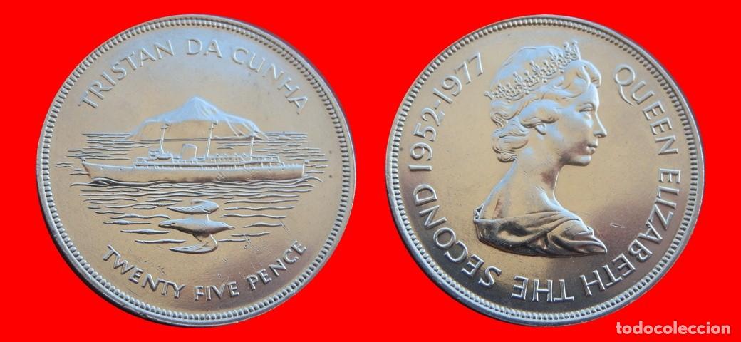 Monedas antiguas de &Aacute;frica: 25 PENIQUES PENCE 1977 SIN CIRCULAR TRISTAN DE ACU&Ntilde;A-9780SC