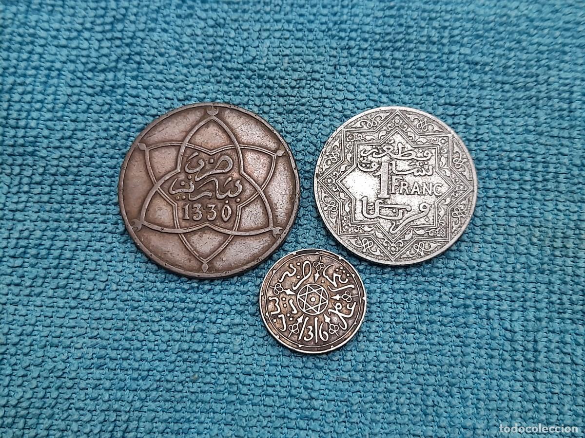 Monedas antiguas de &Aacute;frica: Marruecos, lote de 3 monedas Antiguas