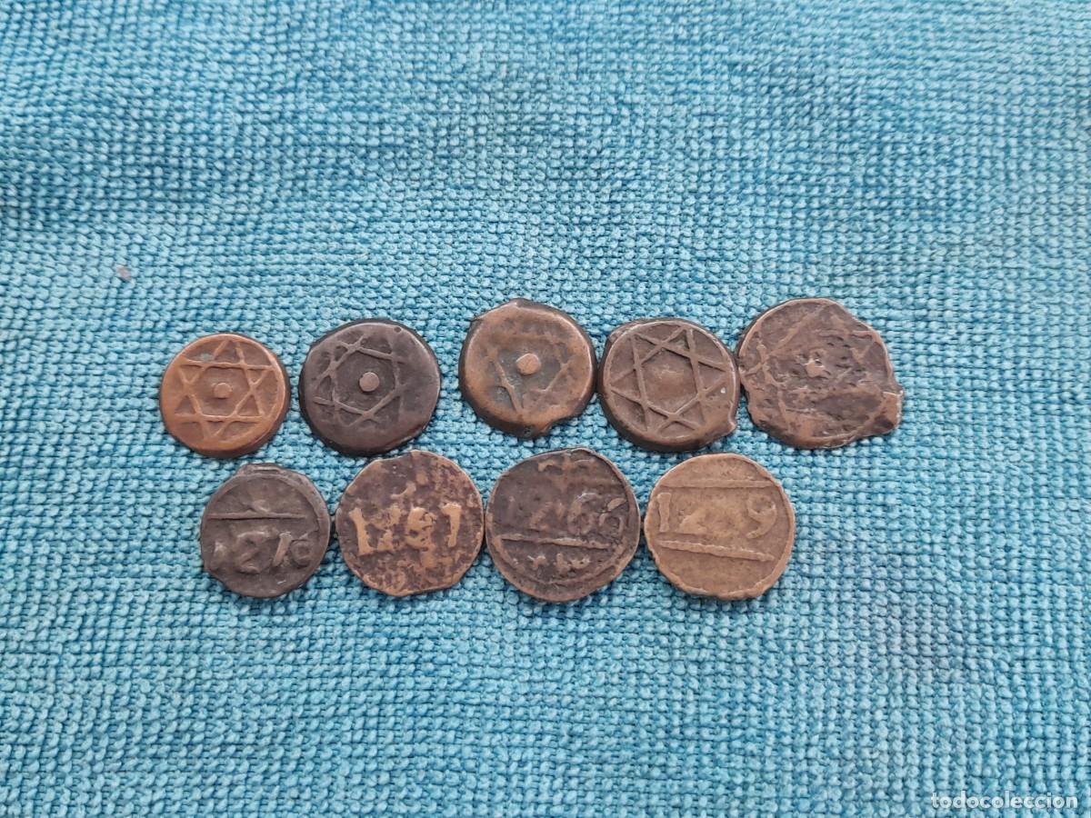 Monedas antiguas de &Aacute;frica: Marruecos, lote de 9 monedas Antiguas