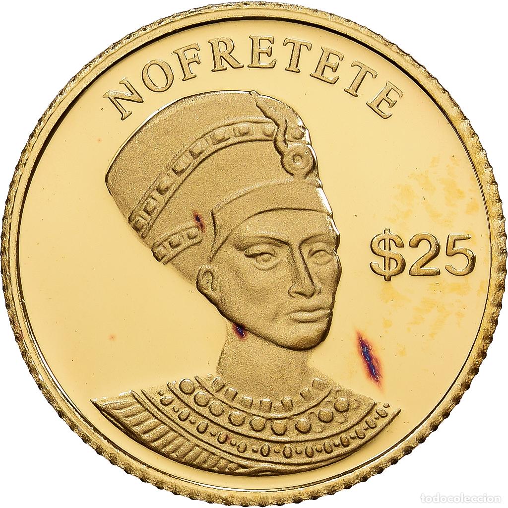 Monedas antiguas de &Aacute;frica: [#1215656] Liberia, 25 Dollars, N&eacute;fertiti, 2000, American Mint, Oro, FDC, KM:512