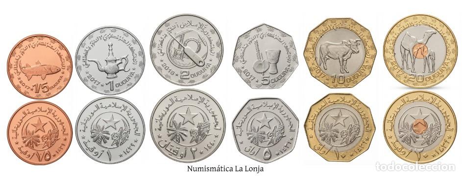 Monnaies anciennes d'Afrique: Mauritania Set 6 monedas 1/5 1 2 5 10 20 Ouguiya 2017-2018 Km 11-16 Sc Unc