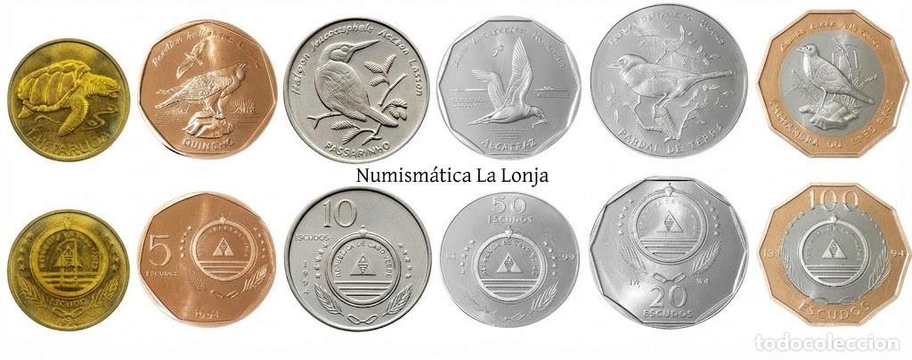 Monete antiche di Africa: Cabo Verde Set 6 Monedas 1 5 10 20 50 100 Escudos Fauna 1994 Km 27-39 Sc Unc