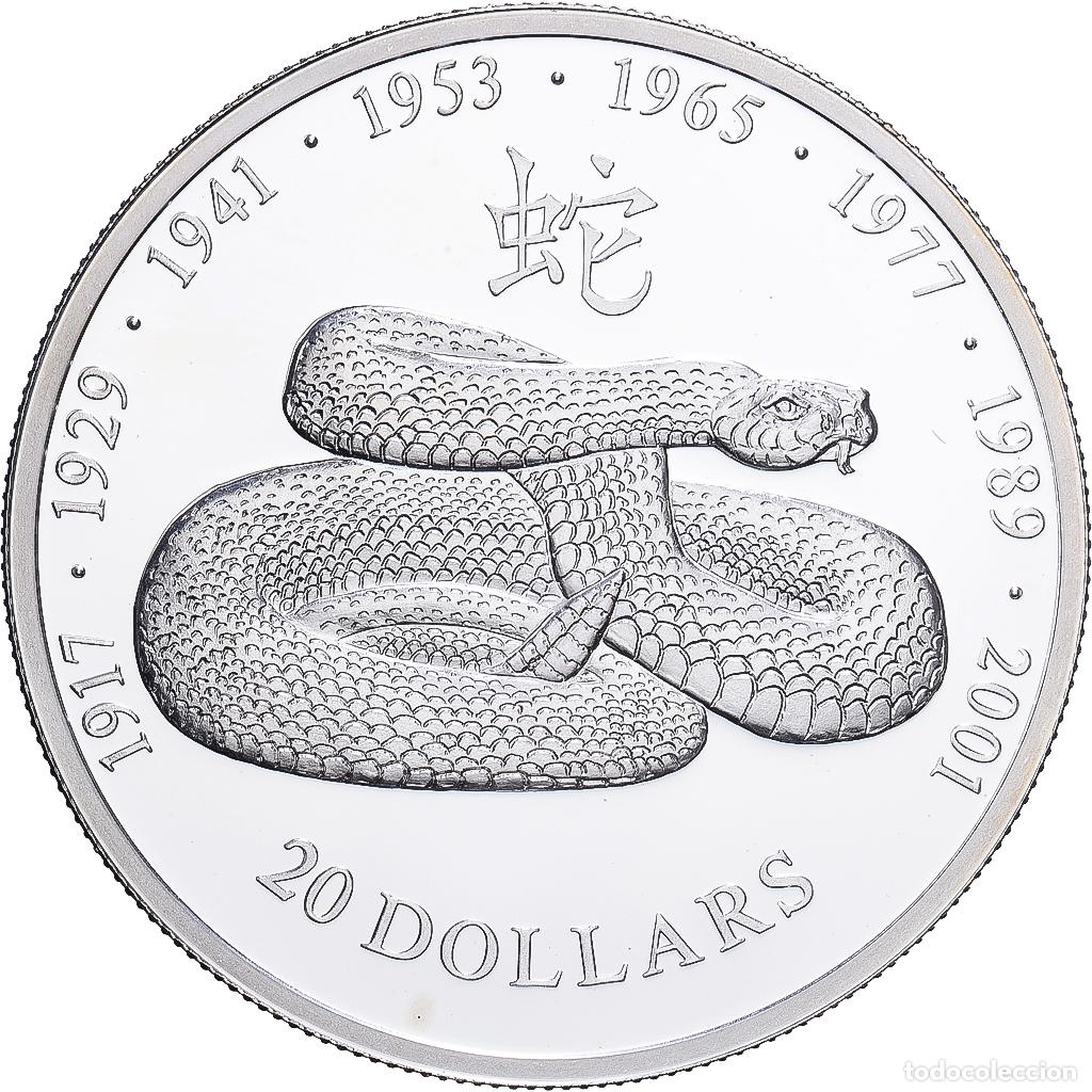 Monedas antiguas de &Aacute;frica: [#1215674] Liberia, 20 Dollars, 2001, Snake, Plata, FDC