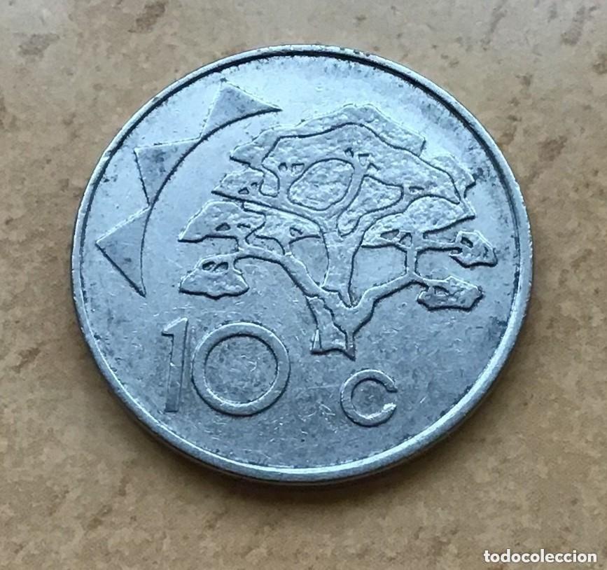 Monedas antiguas de &Aacute;frica: 10 centavos de Namibia. A&ntilde;o 1998