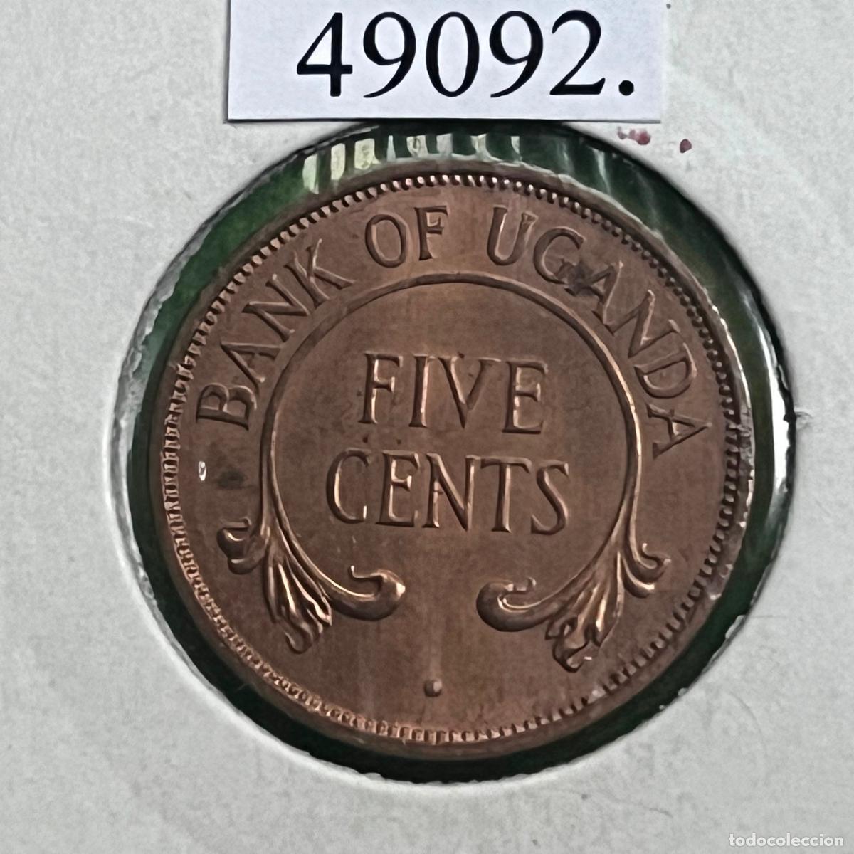 Monedas antiguas de &Aacute;frica: Uganda 5 c&eacute;ntimos 1966 - Foto 2