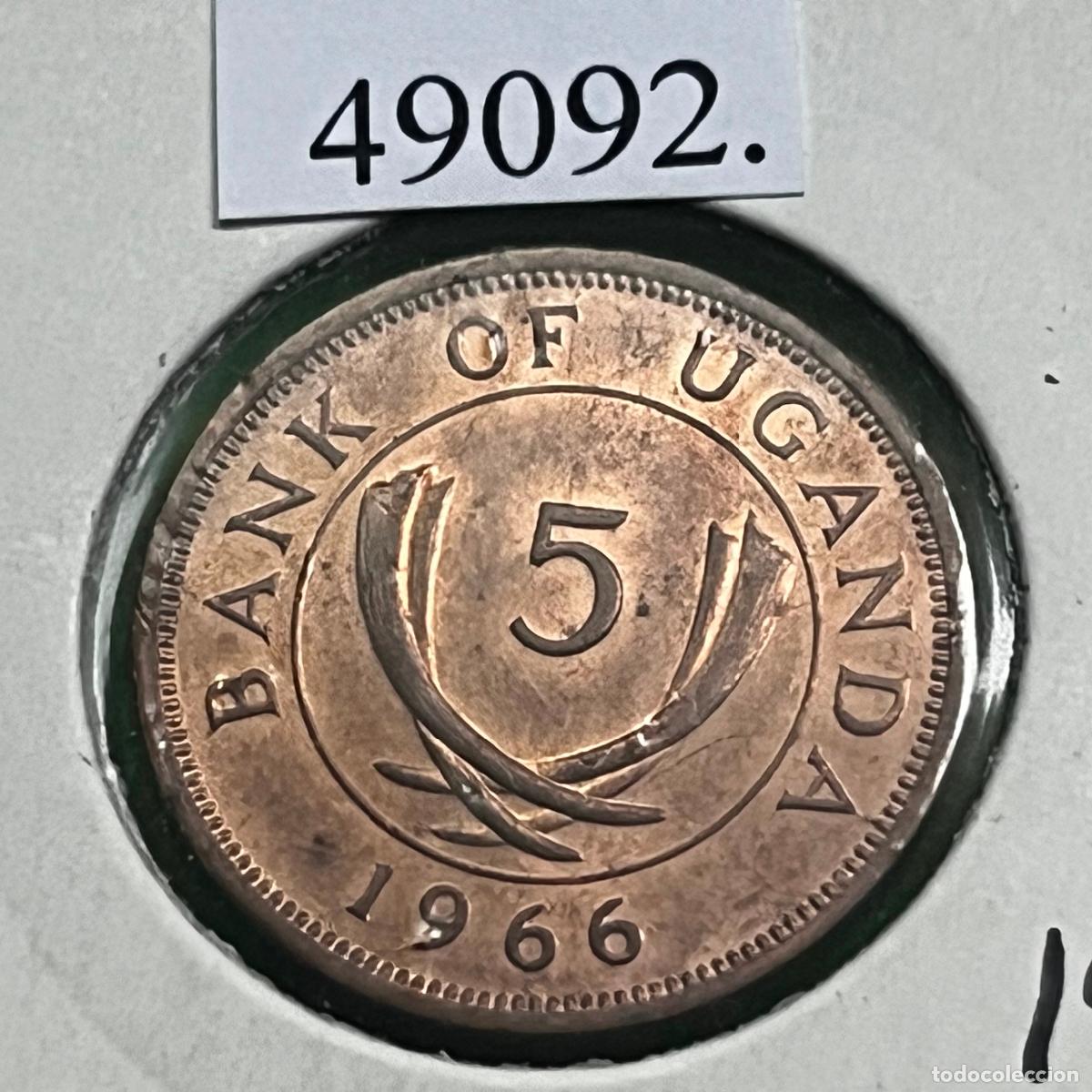 Monedas antiguas de &Aacute;frica: Uganda 5 c&eacute;ntimos 1966