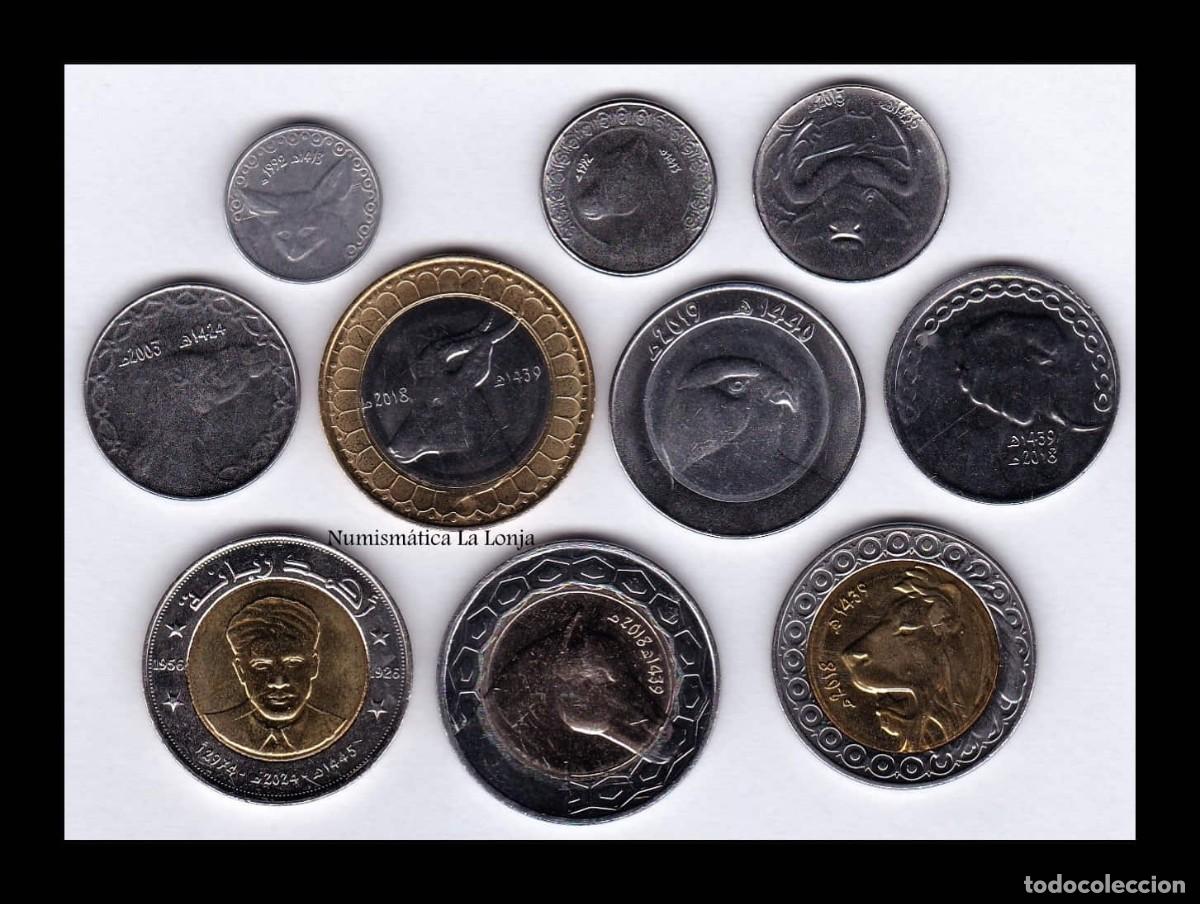 Monedas antiguas de &Aacute;frica: Argelia Set 10 monedas 1/4 1/2 1 2 5 10 20 50 10 200 Dinars 1992-2024 Km 127-144 Sc Unc
