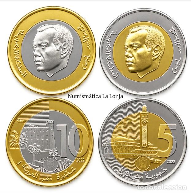 Alte M&uuml;nzen aus Afrika: Marruecos Set 2 Monedas 5 10 Dirhams 2016 Mohammed VI Y# 140 Y# 141 Sc Unc