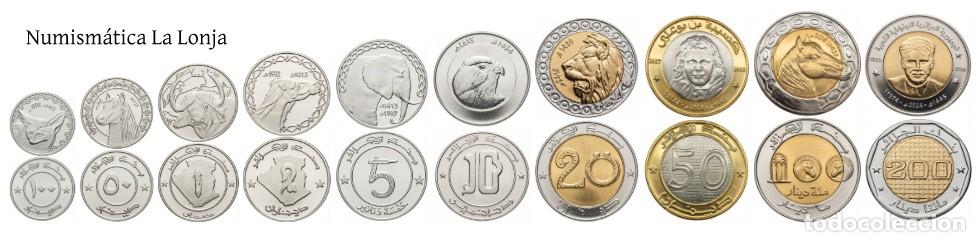 Monedas antiguas de &Aacute;frica: Argelia Set 10 monedas 1/4 1/2 1 2 5 10 20 50 10 200 Dinars 1992-2024 Km 127-144 Sc Unc