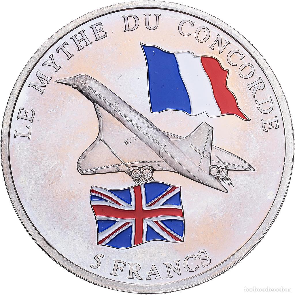 Monedas antiguas de &Aacute;frica: [#1215691] Rep&uacute;blica Democr&aacute;tica de Congo, 5 Francs, Concorde, 2003, Colourized