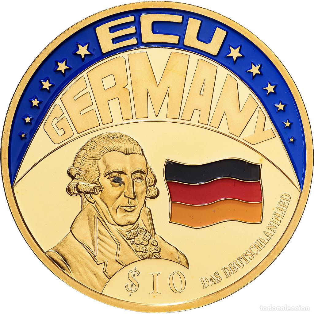 Monedas antiguas de &Aacute;frica: [#1215710] Liberia, 10 Dollars, Ecu Germany, 2001, Cobre - n&iacute;quel dorado, FDC