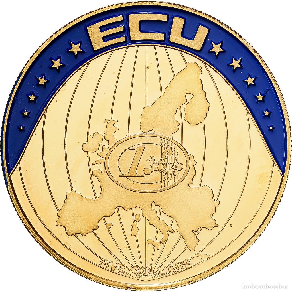 Monedas antiguas de &Aacute;frica: [#1215708] Liberia, 5 Dollars, ECU Europa, 2003, Cobre - n&iacute;quel dorado, FDC