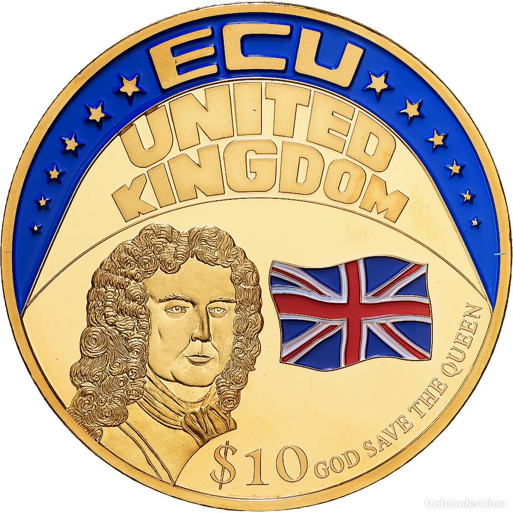 Monedas antiguas de &Aacute;frica: [#1215712] Liberia, 10 Dollars, Ecu United Kingdom, 2001, Cobre - n&iacute;quel dorado, FDC