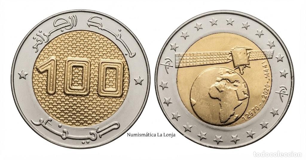 Monete antiche di Africa: Argelia 100 Dinars Sat&eacute;lite 2020 Km 141 Bimet&aacute;lica Sc Unc