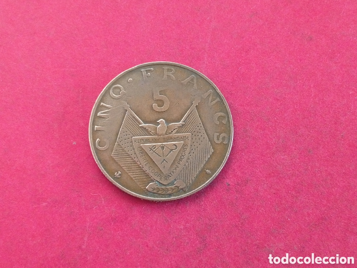 Monedas antiguas de &Aacute;frica: 5 francos de Ruanda 1964 - Foto 2