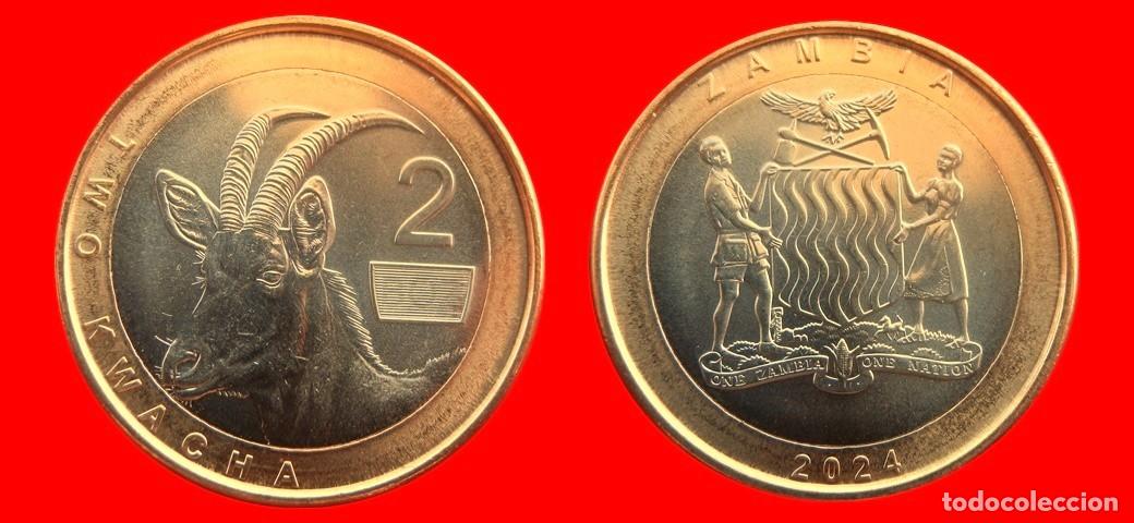 Monedas antiguas de &Aacute;frica: 2 KWACHA 2024 SIN CIRCULAR ZAMBIA-9904SC